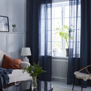 IKEA Dark Blue Sheer Curtains